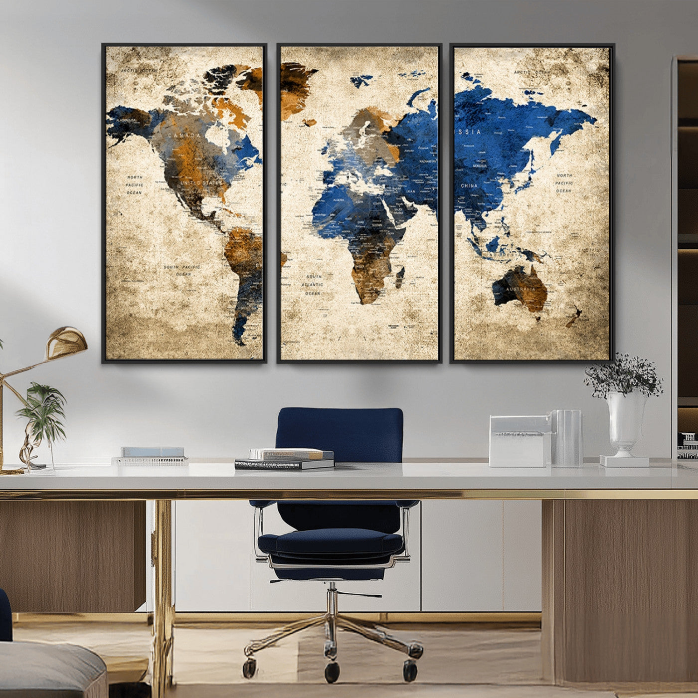 MGV-FC-48X32-3P - Push Pin World Map Canvas Print – Framed Wall Art for Couples to Track Their Travels – Anniversary