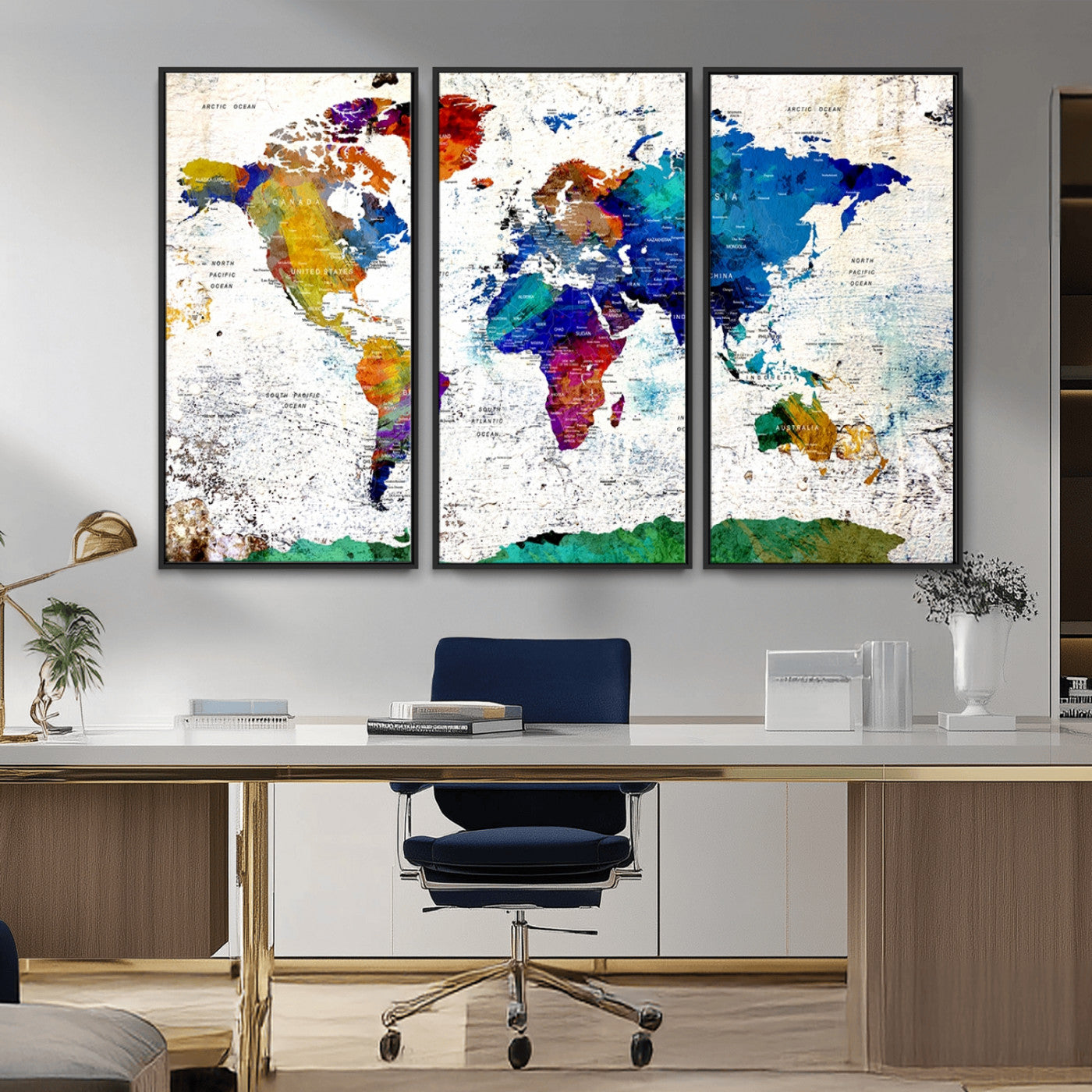 MGV-FC-48X32-3P - Push Pin World Map Canvas Print – Framed Wall Art for Couples to Track Their Travels – Anniversary