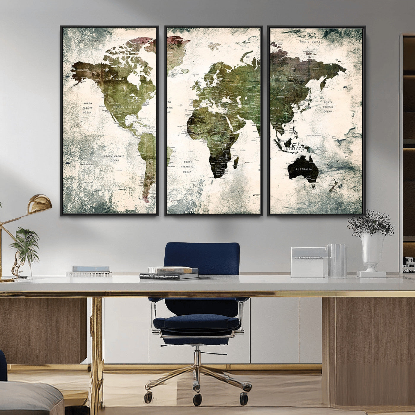 MGV-FC-48X32-3P - Push Pin World Map Canvas Print – Framed Wall Art for Couples to Track Their Travels – Anniversary