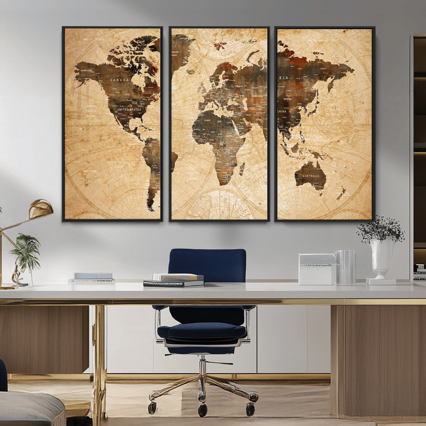MGV-FC-48X32-3P - Push Pin World Map Canvas Print – Framed Wall Art for Couples to Track Their Travels – Anniversary