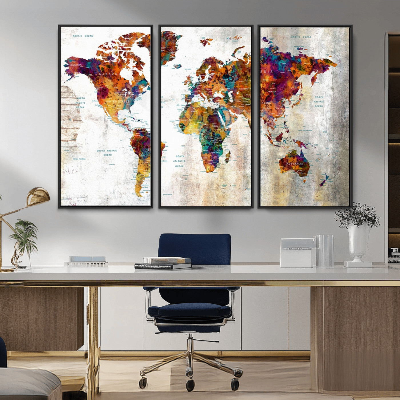 MGV-FC-48X32-3P - Push Pin World Map Canvas Print – Framed Wall Art for Couples to Track Their Travels – Anniversary