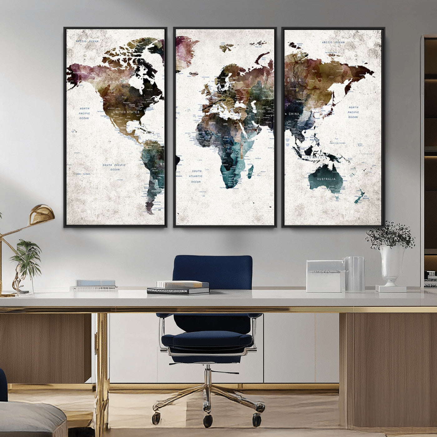 MGV-FC-48X32-3P - Push Pin World Map Canvas Print – Framed Wall Art for Couples to Track Their Travels – Anniversary