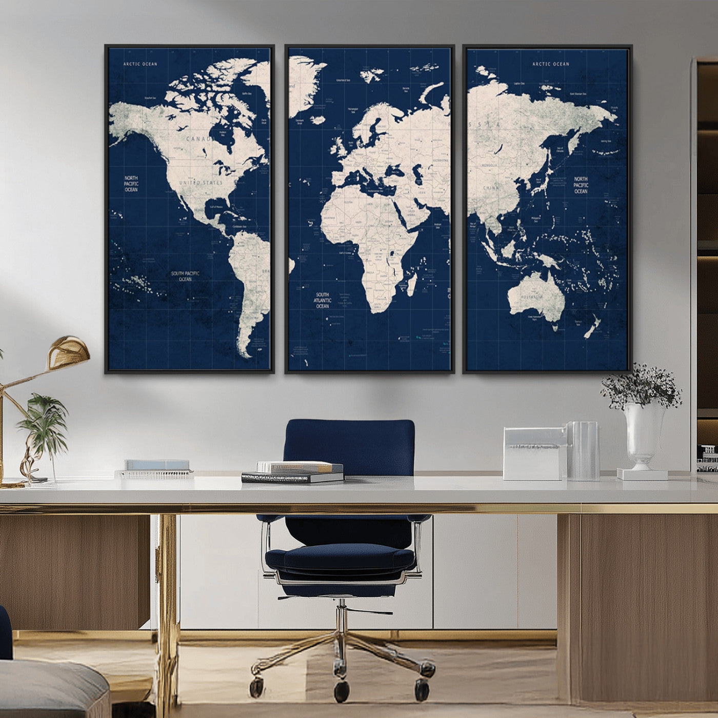 17866-MGV-CV-36X24-Push Pin World Map Canvas Print – Framed Wall Art for Couples to Track Their Travels – Anniversary