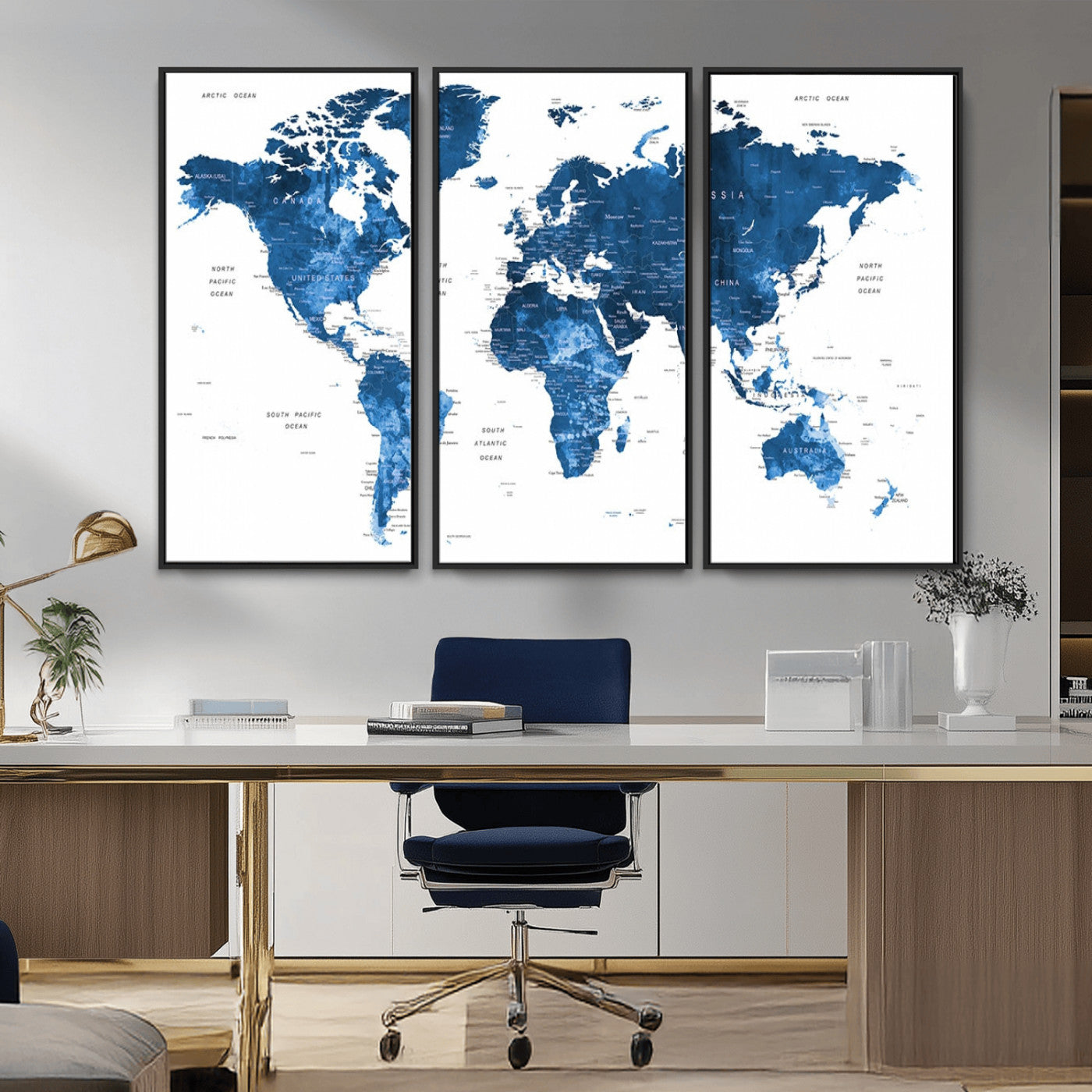 MGV-FC-48X32-3P - Push Pin World Map Canvas Print – Framed Wall Art for Couples to Track Their Travels – Anniversary