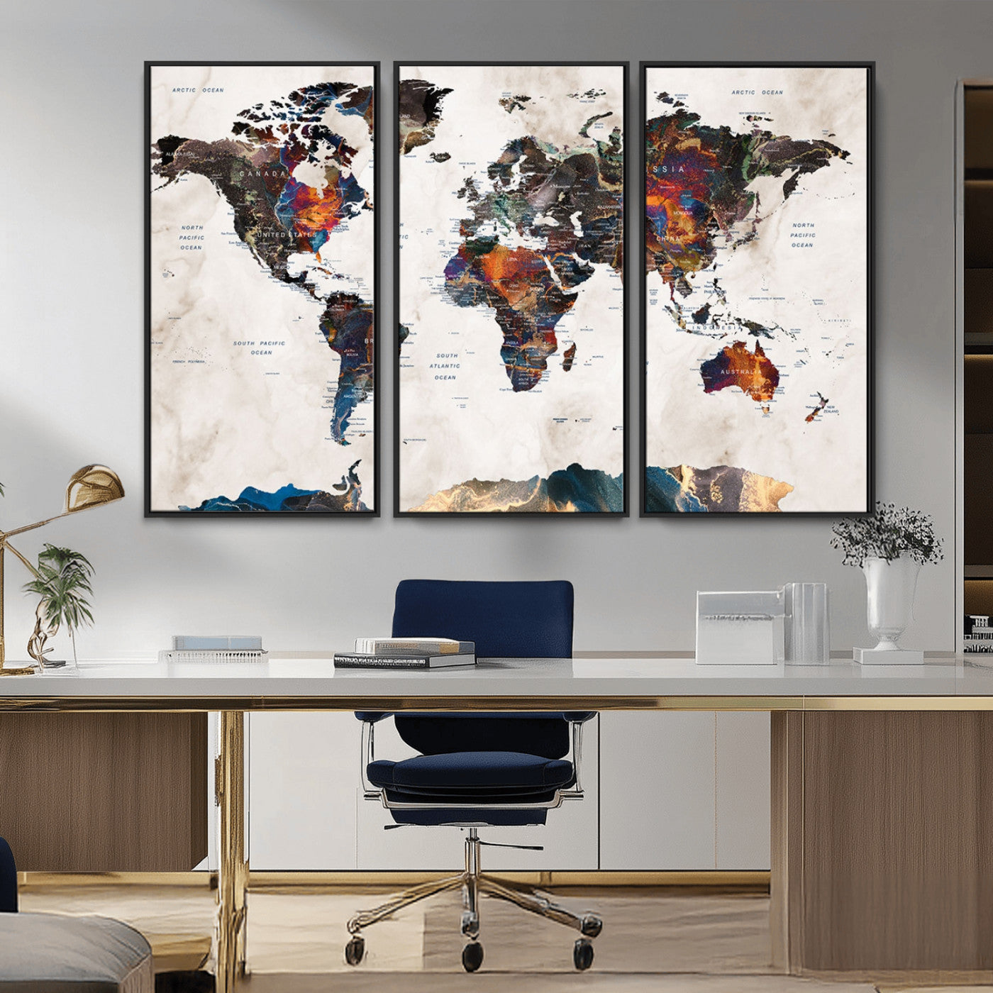 MGV-FC-48X32-3P - Push Pin World Map Canvas Print – Framed Wall Art for Couples to Track Their Travels – Anniversary