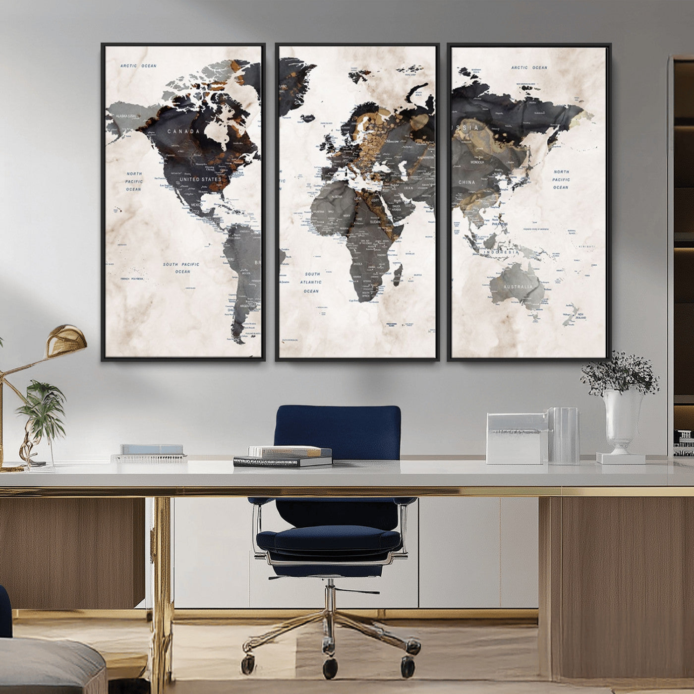 MGV-FC-48X32-3P - Push Pin World Map Canvas Print – Framed Wall Art for Couples to Track Their Travels – Anniversary