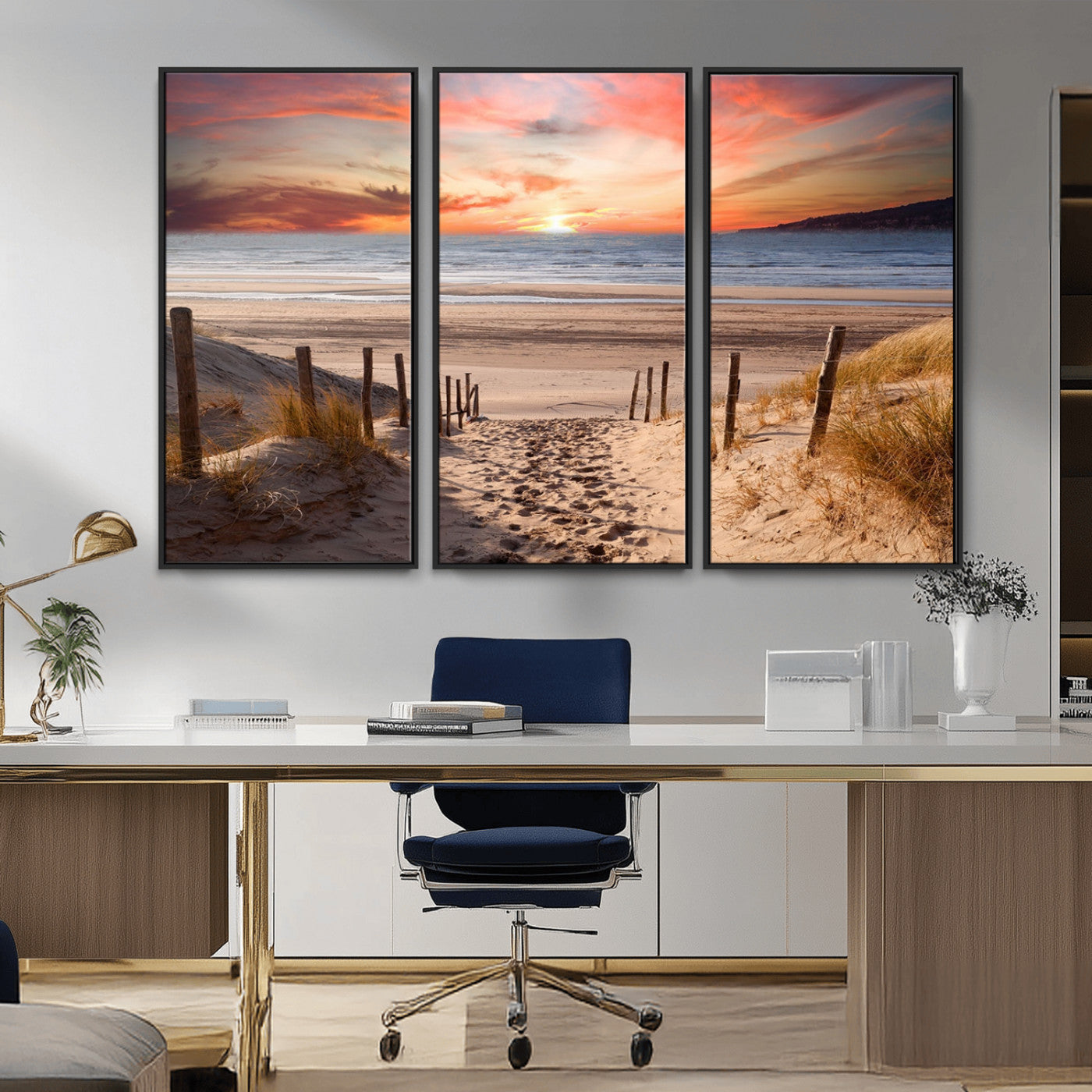 MGV-FC-48X32-3P - Sunset on the Sea Wall Art Canvas Print