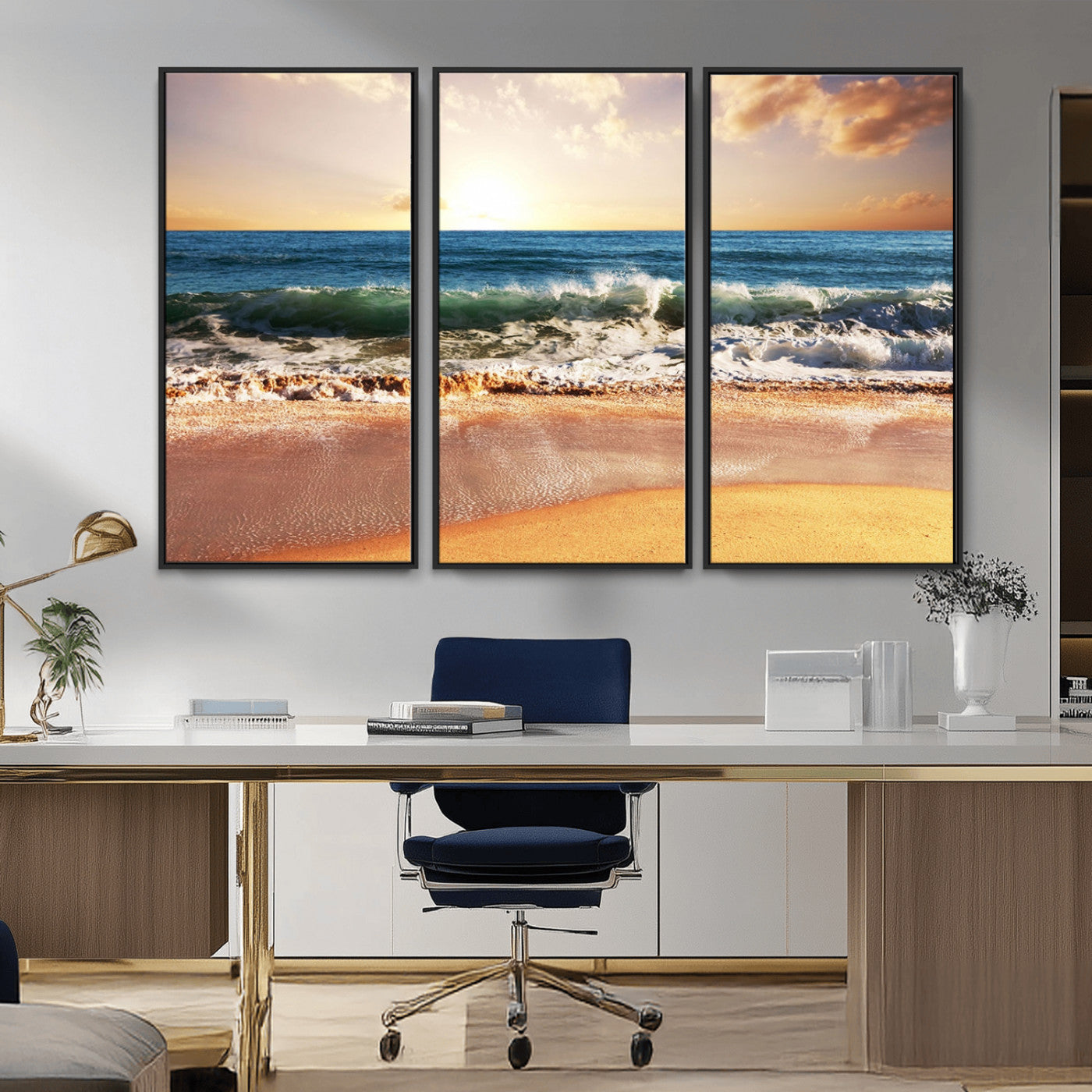 MGV-FC-48X32-3P - Serene Beach Path Canvas Art, Giclee Canvas Print with Gallery Wrap, Coastal Sand Dunes Wall Art Featuring Canon Print Quality