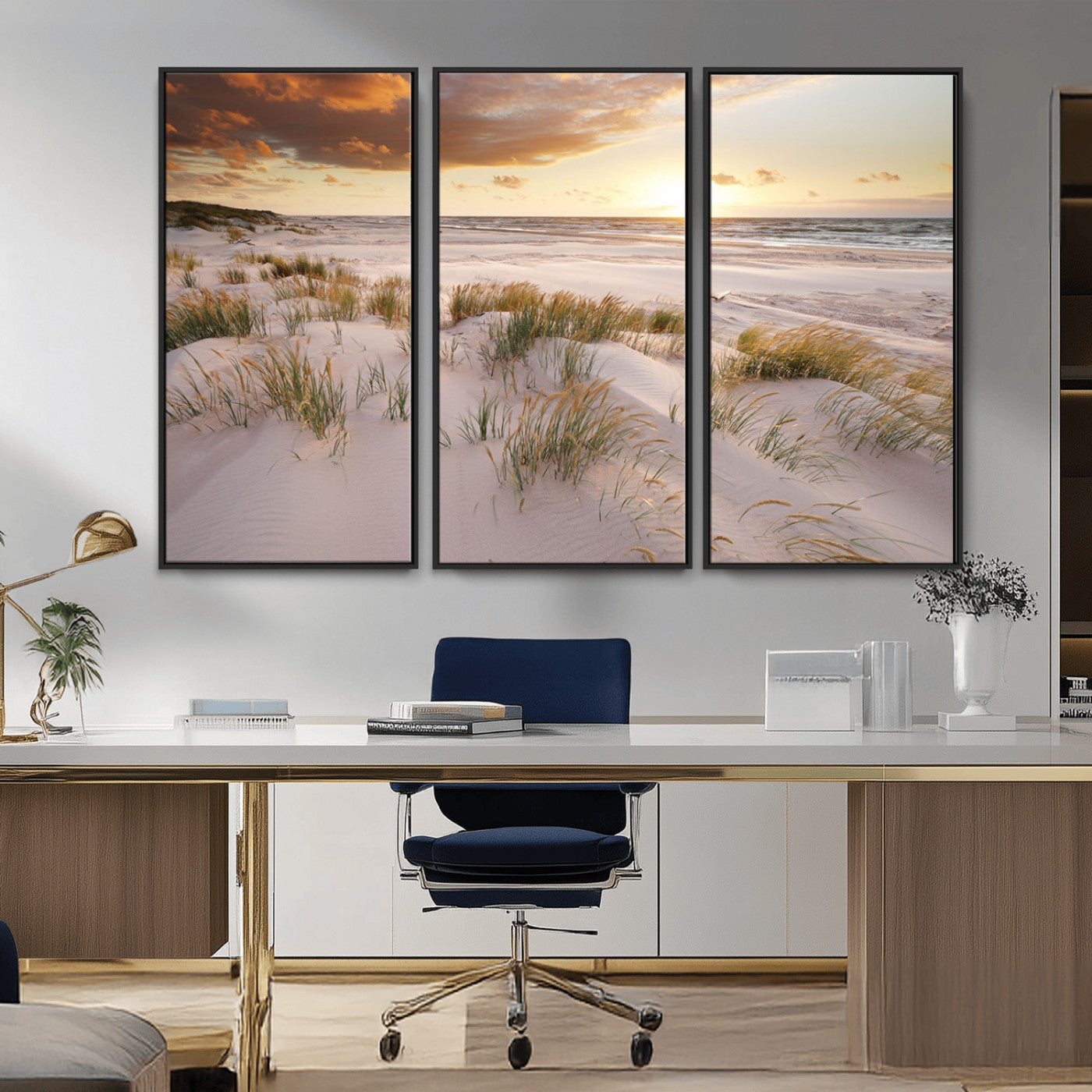 MGV-FC-48X32-3P - Flight Over Coastal Beach Landscape, Flight Over Coastal Beach Print Canvas Wall Art