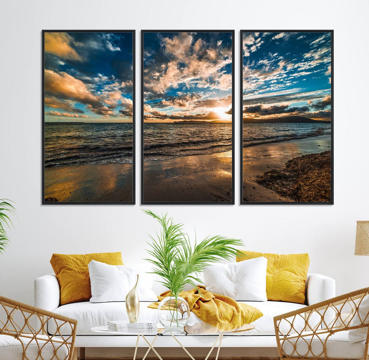 Beach Wall Art - Ocean Sunset Canvas.