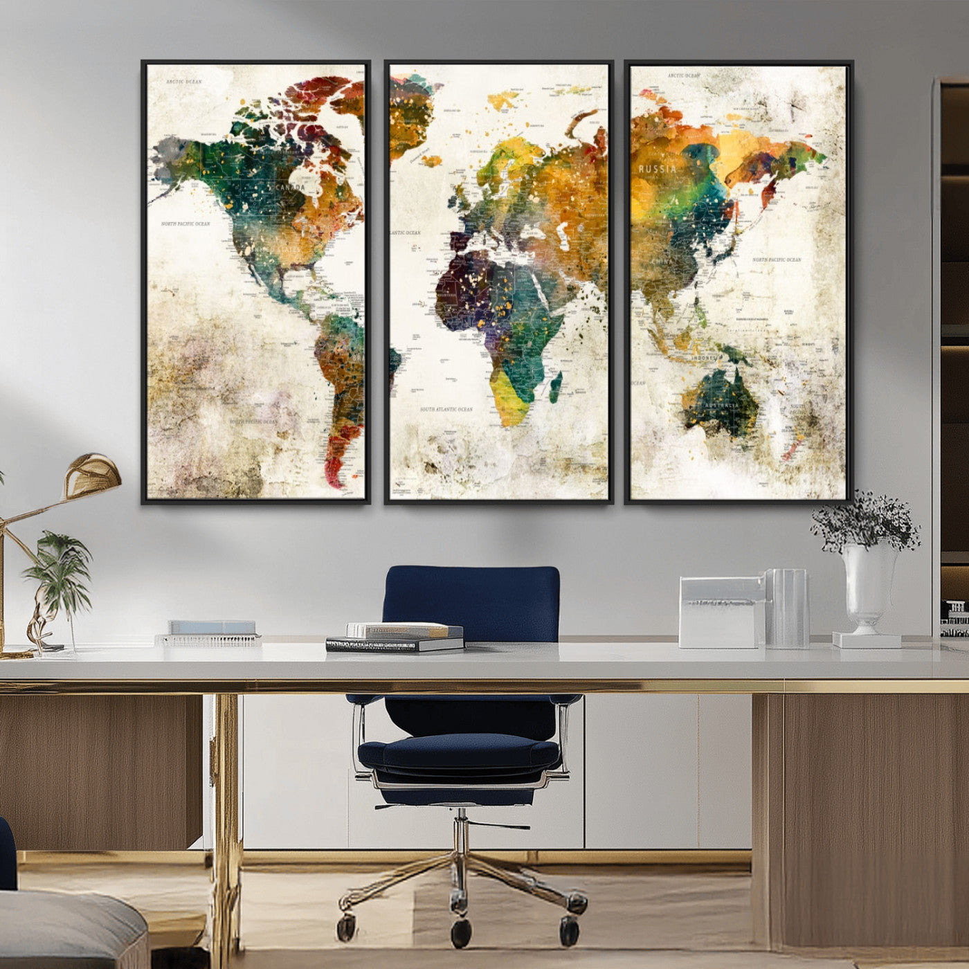 MGV-FC-48X32-3P - Push Pin World Map Canvas Print – Framed Wall Art for Couples to Track Their Travels – Anniversary