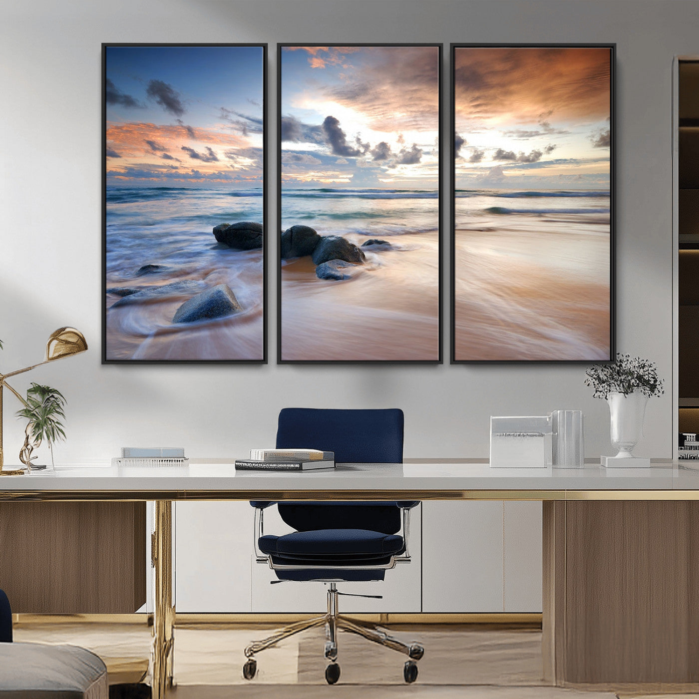 MGV-FC-48X32-3P - Serene Weather On The Beach Wall Art Canvas Print