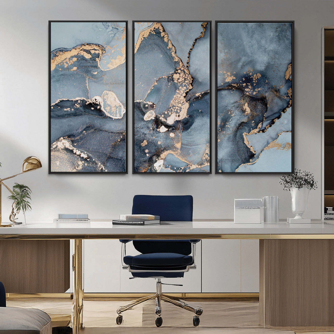 MGV-FC-48X32-3P - Multipanel Marble Fluid Effect Wall Art Abstract Canvas Wall Art Print