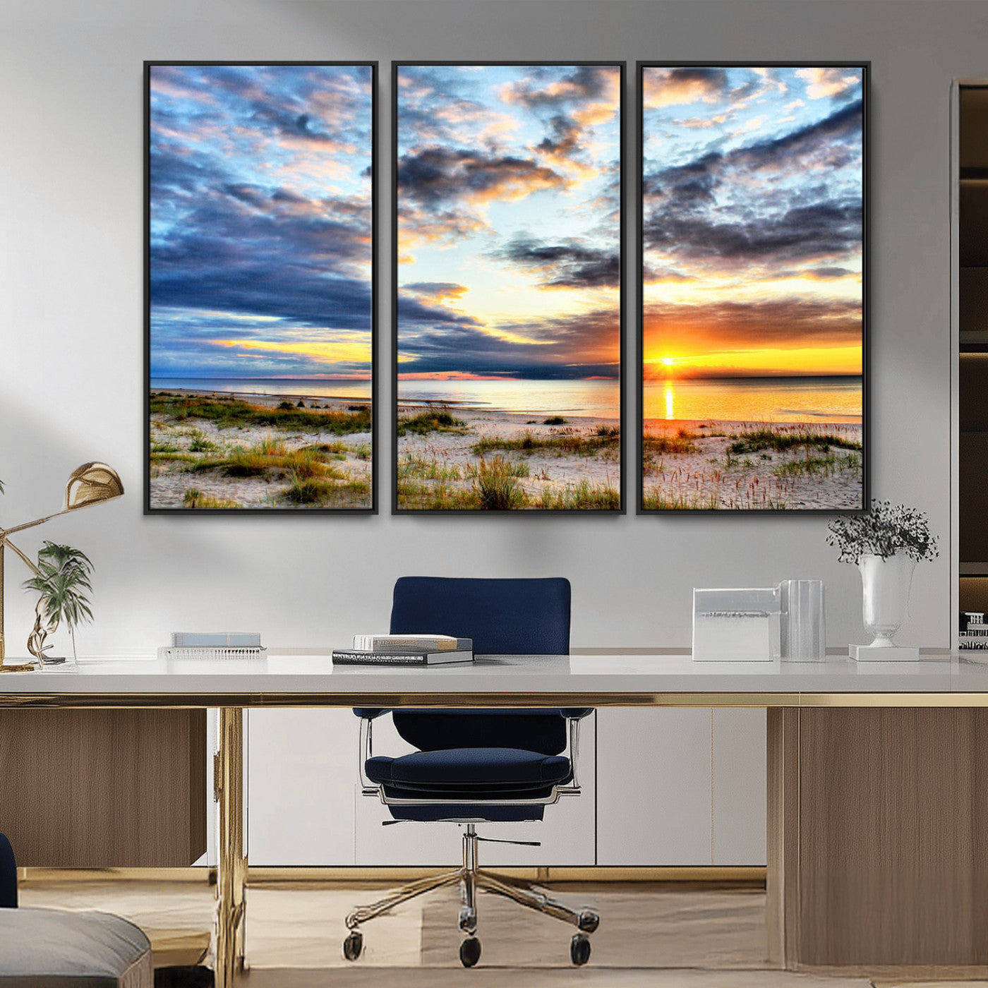 MGV-FC-48X32-3P - Sunset On The Ocean Wall Art Canvas Print