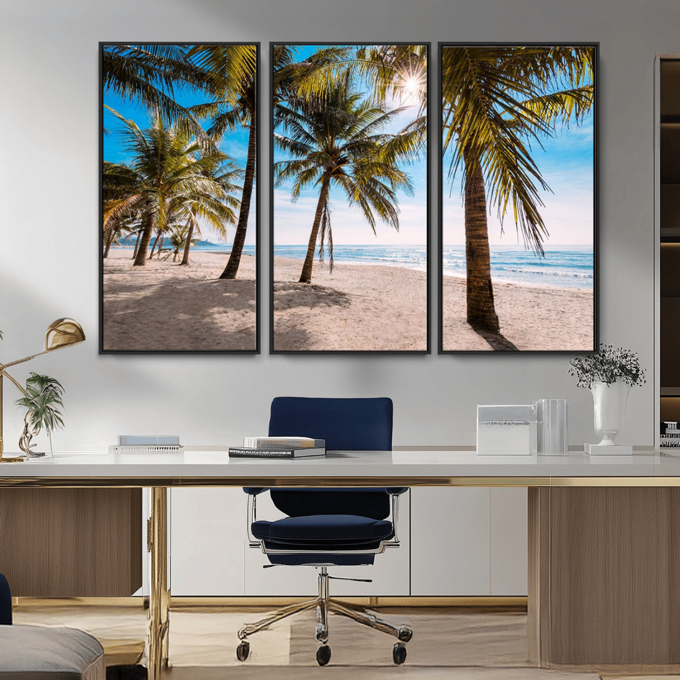 MGV-FC-48X32-3P - Palm Beach Tropical Island Wall Art Canvas Print