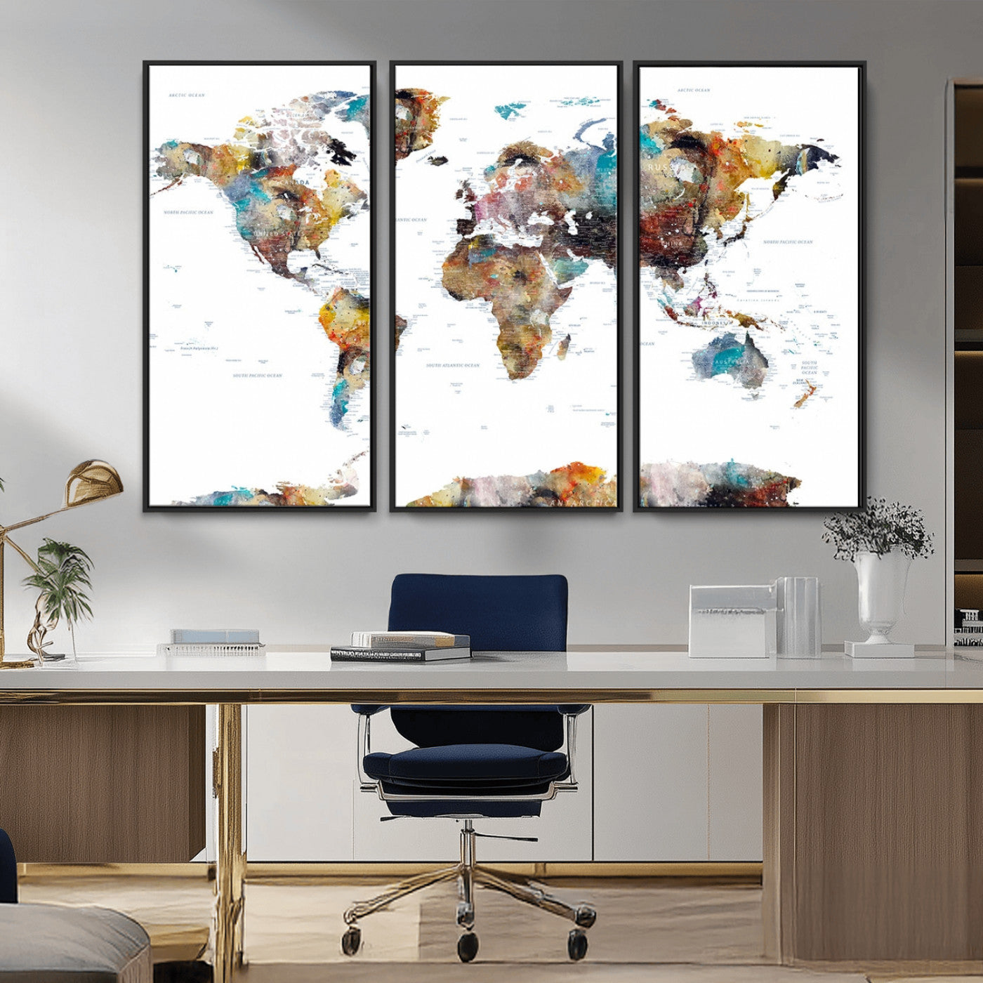 MGV-FC-48X32-3P - Push Pin World Map Canvas Print – Framed Wall Art for Couples to Track Their Travels – Anniversary
