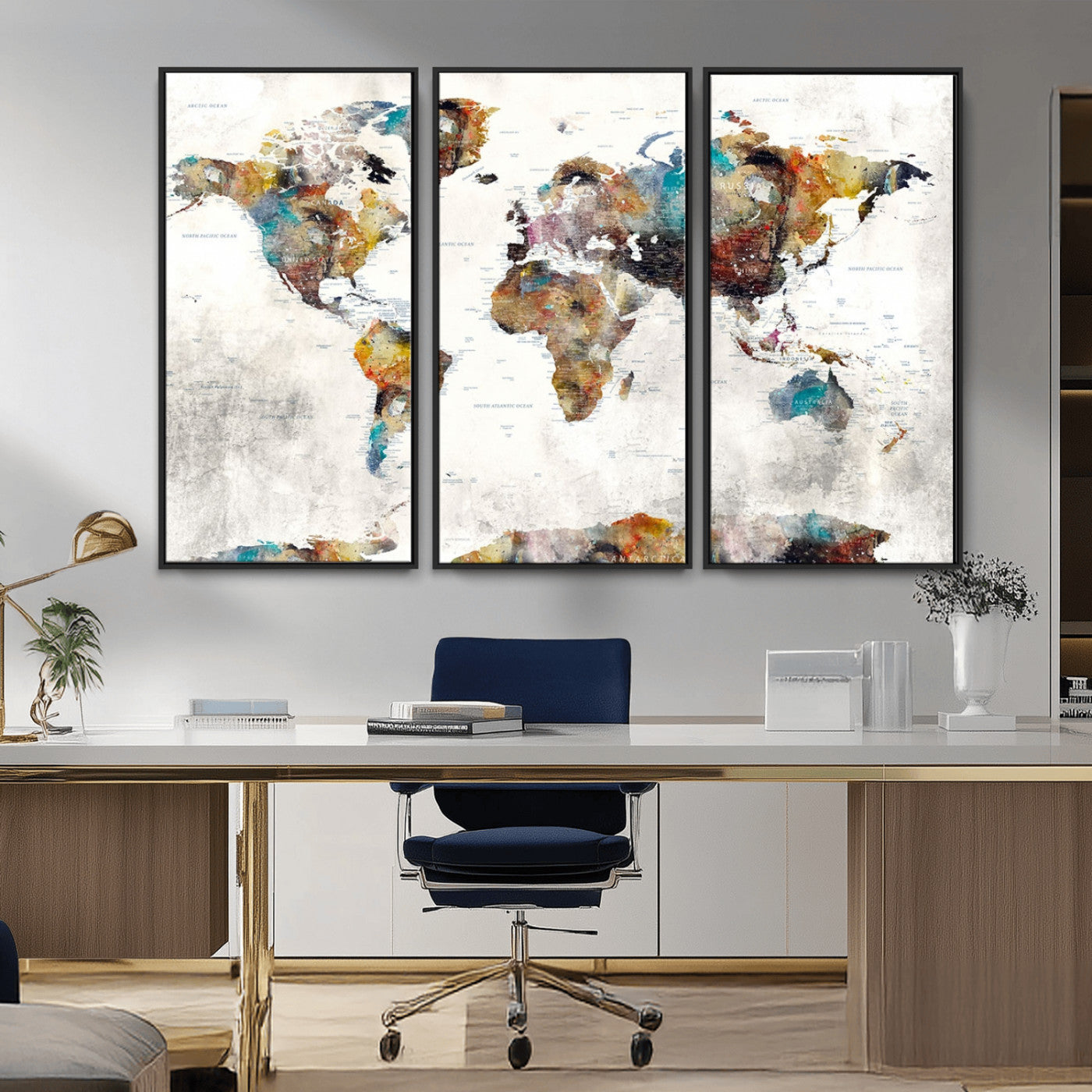 MGV-FC-48X32-3P - Push Pin World Map Canvas Print – Framed Wall Art for Couples to Track Their Travels – Anniversary