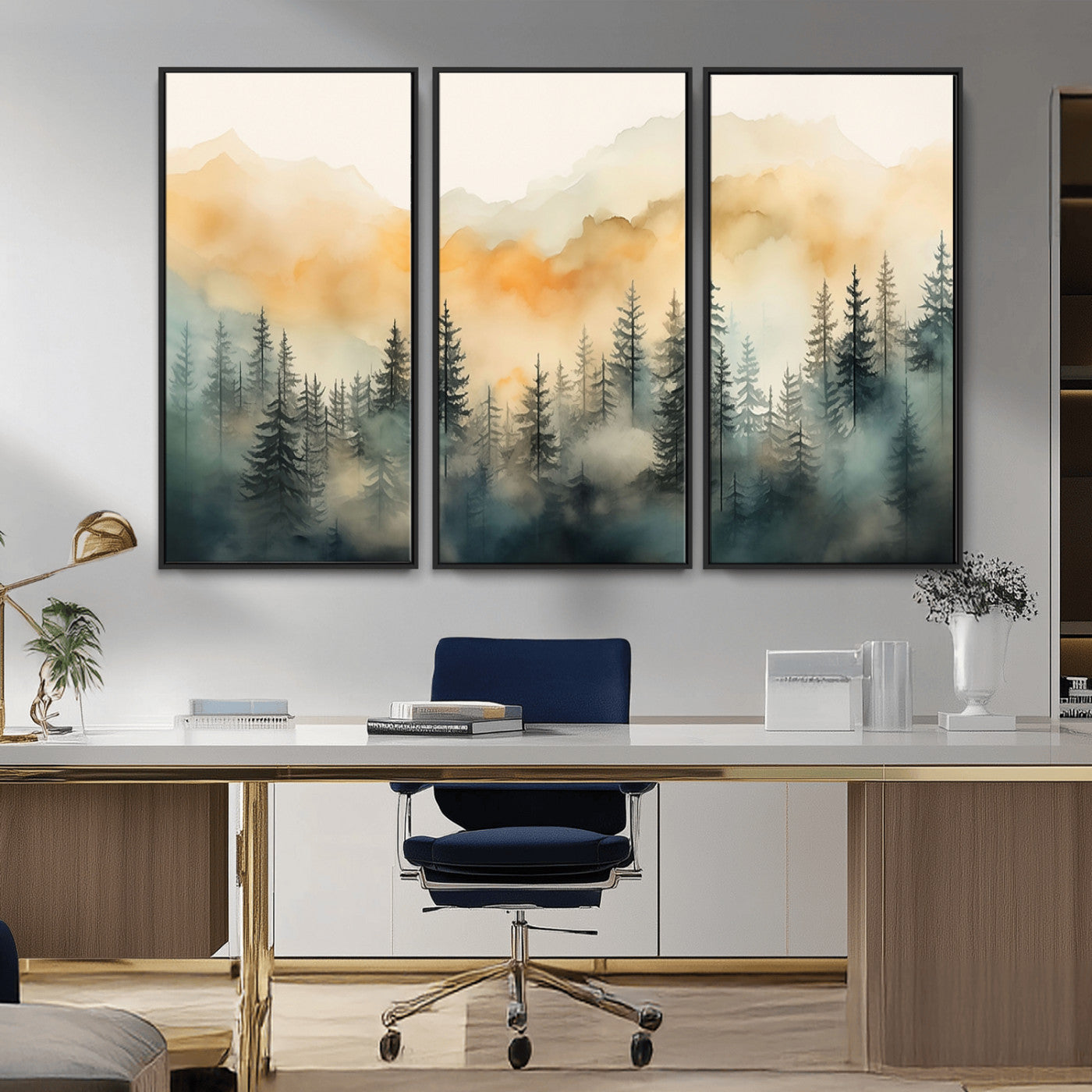 34155-MGV-CV-36X24-Abstract Forest Print - Mountain Wall Art | Autumn Landscape Canvas Print for Living Room, Bedroom, or Office | Large Wall Art Decor