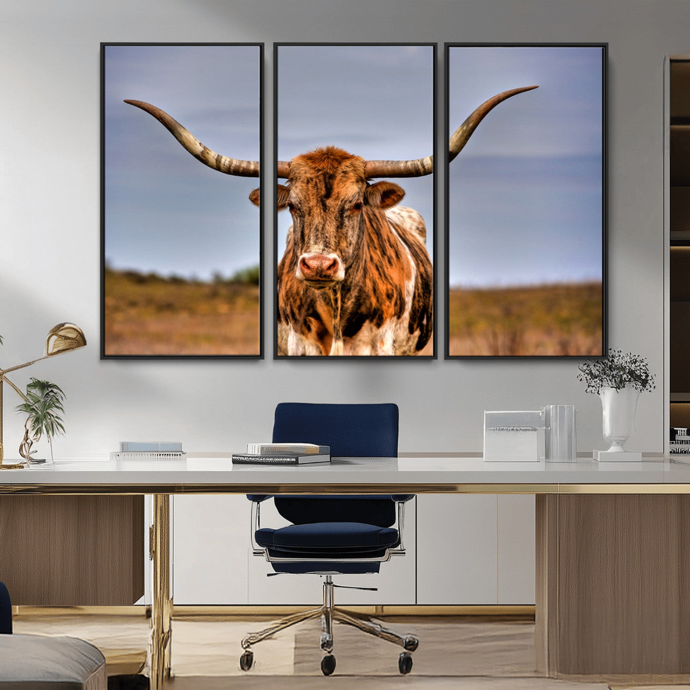 MGV-FC-48X32-3P - Texas Longhorn Wall Art Print