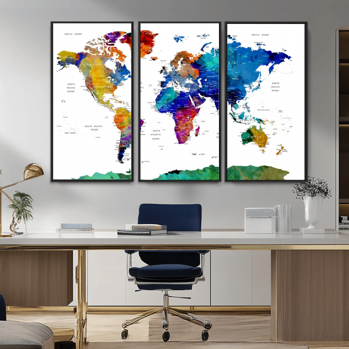 -Push Pin World Map Canvas Print – Framed Wall Art for Couples to Track Their Travels – Anniversary