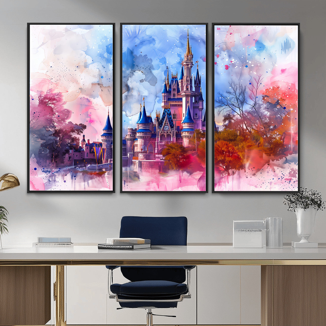58662-MGV-CV-36X24 - Disney Wall Art: Dreamy Watercolor Cinderella Castle Canvas Print