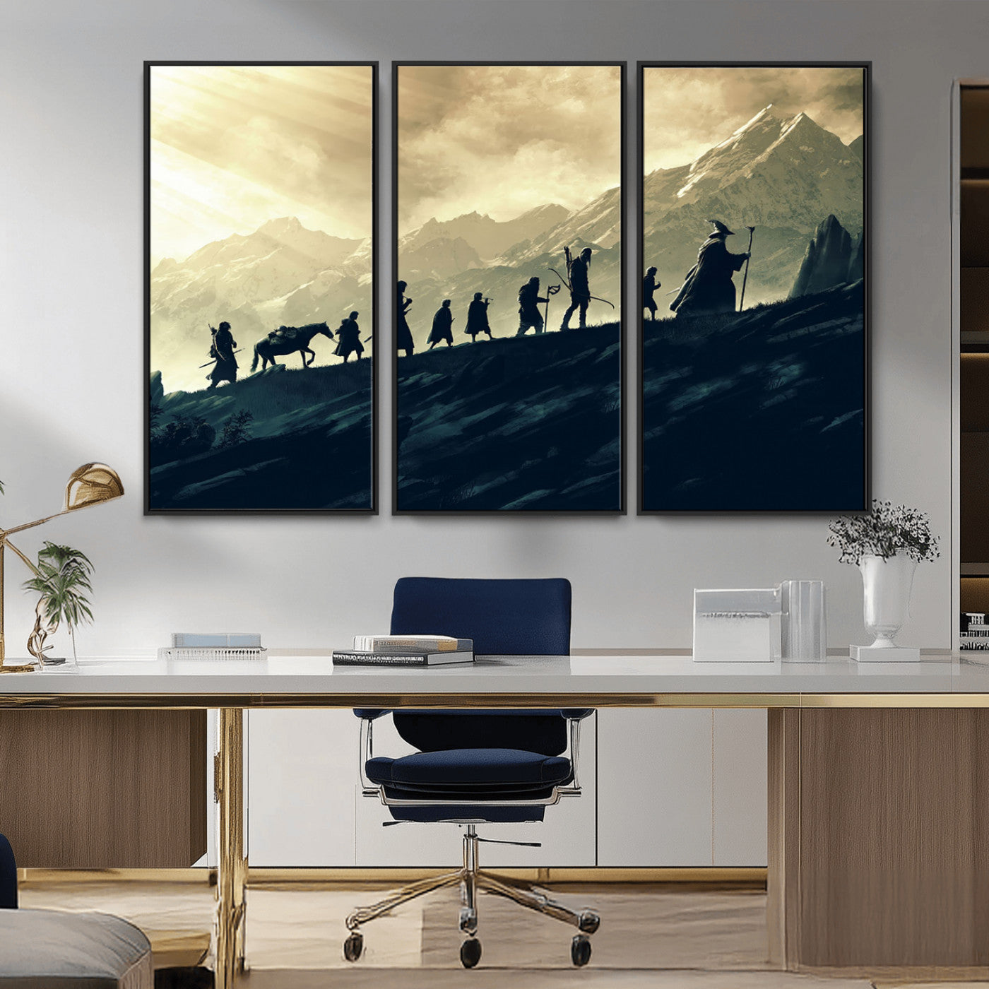 41574-MGV-CV-36X24-Lord of the Rings Silhouette Wall Art Capturing the Epic Quest Through Middle-Earth - The