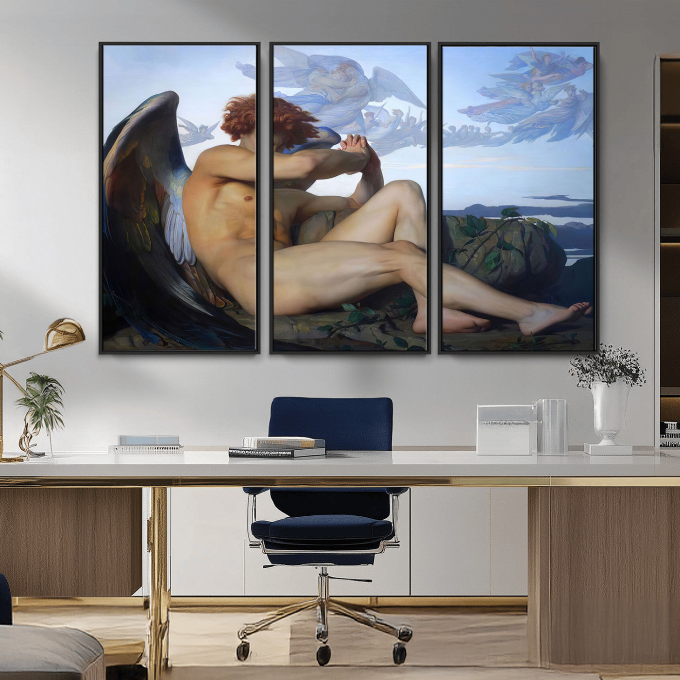 -Fallen Angel Wall Art Canvas Print – Classic Art, Framed, Ready to Hang - Alexandre Cabanel
