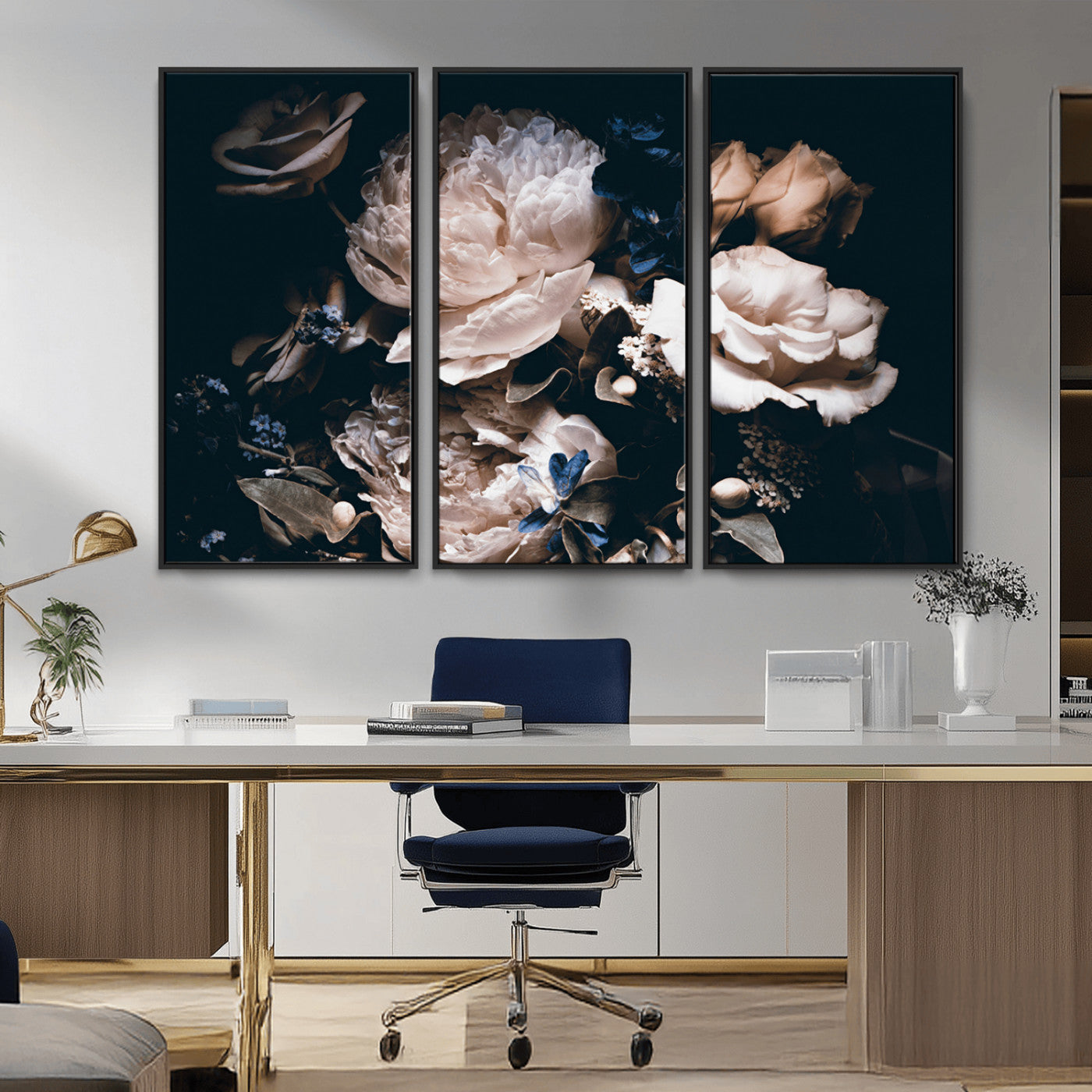MGV-FC-48X32-3P - Pink Peonies Flowers Large Canvas Art Print