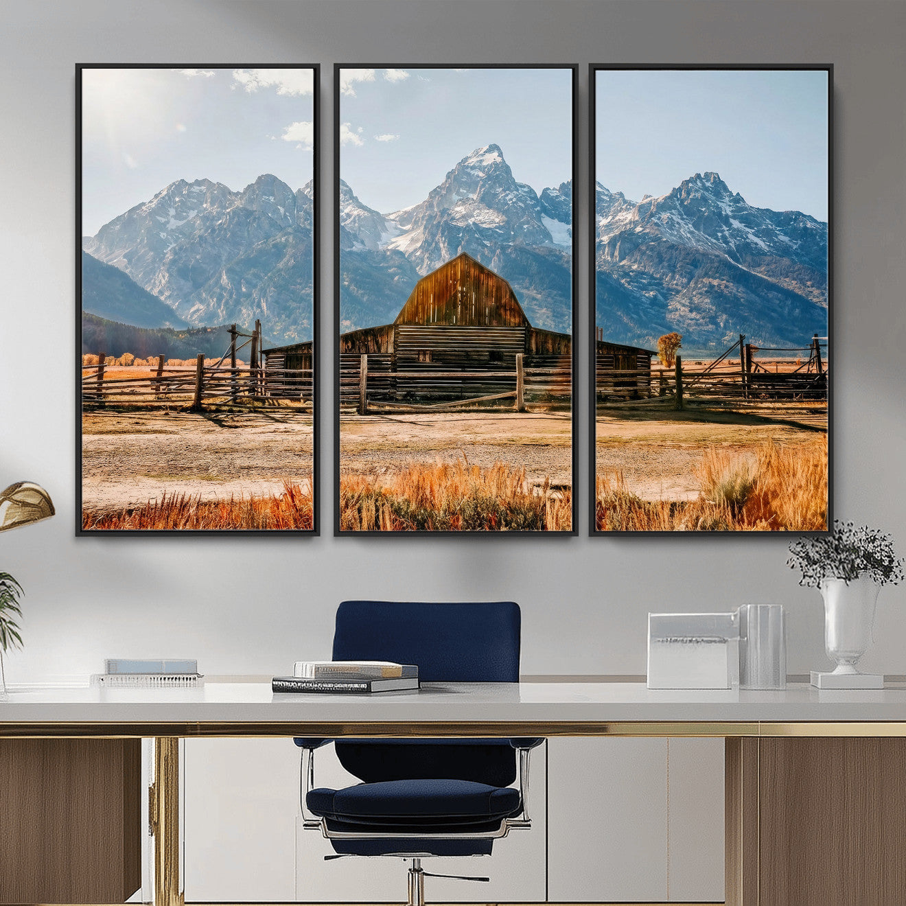 26513-MGV-CV-36X24 - Vintage Old Barn Field Wall Art Canvas Print for Farmhouse Decor - Rustic Barn Wall Art Canvas Print