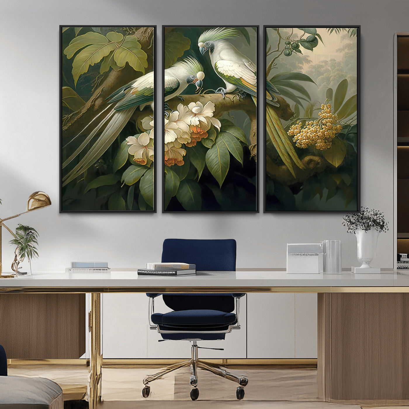 84047-MGV-FC-48X32-3P_Black-Tropical Paradise Print Wall Art Stunning Artwork of a Parrot in a Lush Forest with Beautiful