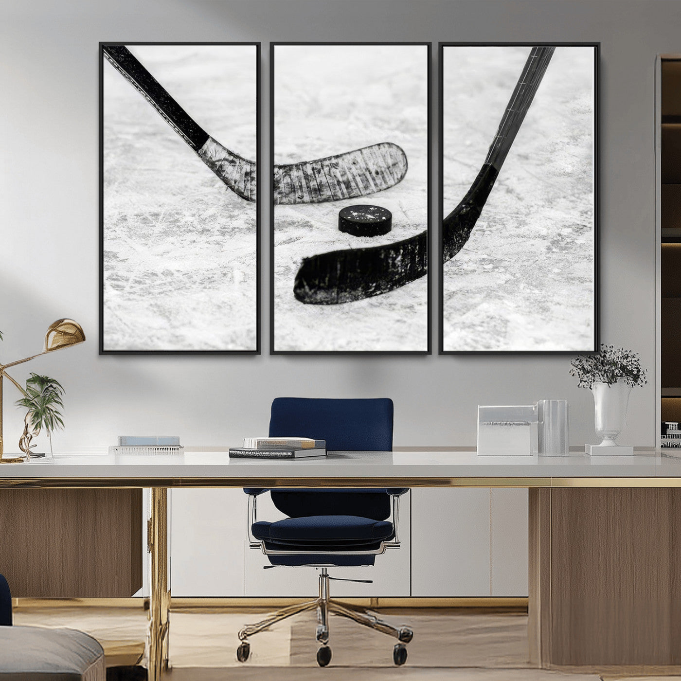 MGV-FC-48X32-3P - Winter Ice Hockey Sport Canvas Wall Art Print - Hockey Wall Art Print