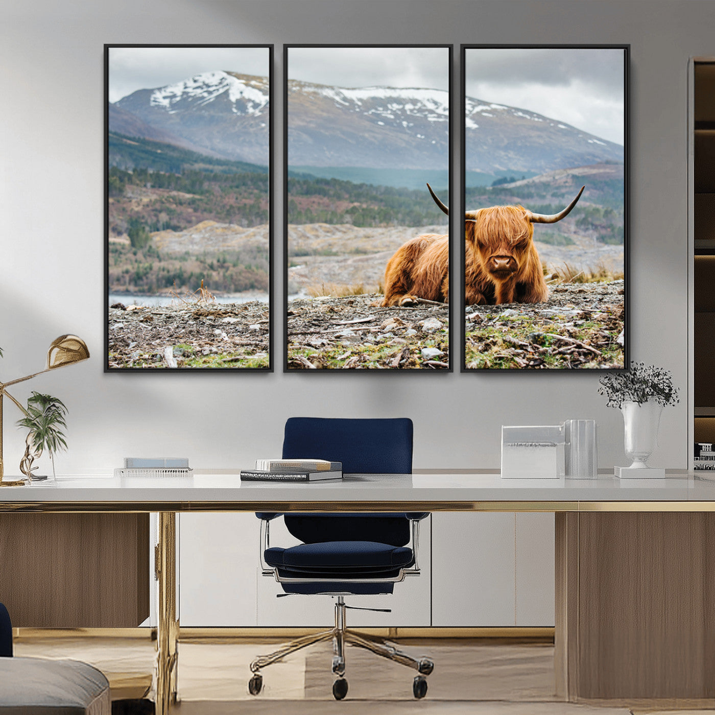 -Highland Cow Horn Farm Wall Art Canvas Print