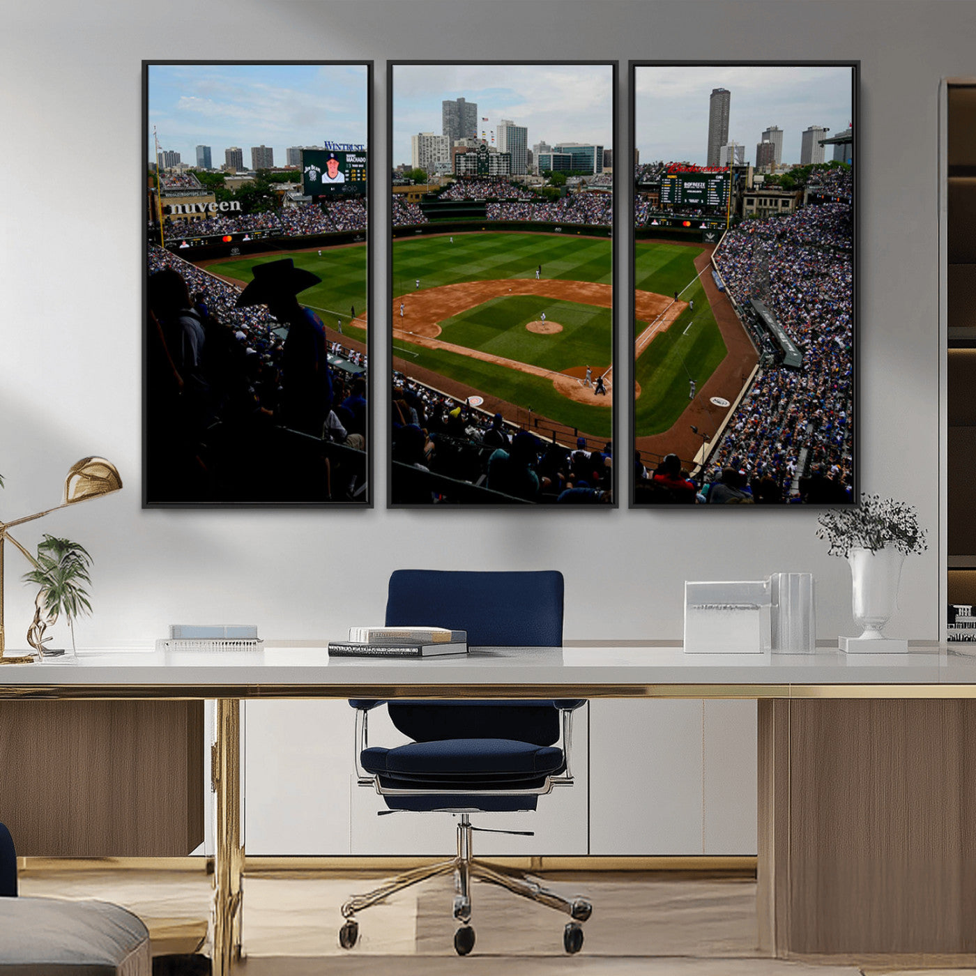 MGV-FC-48X32-3P - Chicago Cubs Baseball Team Print - Wrigley Field Stadium Wall Art Canvas Print