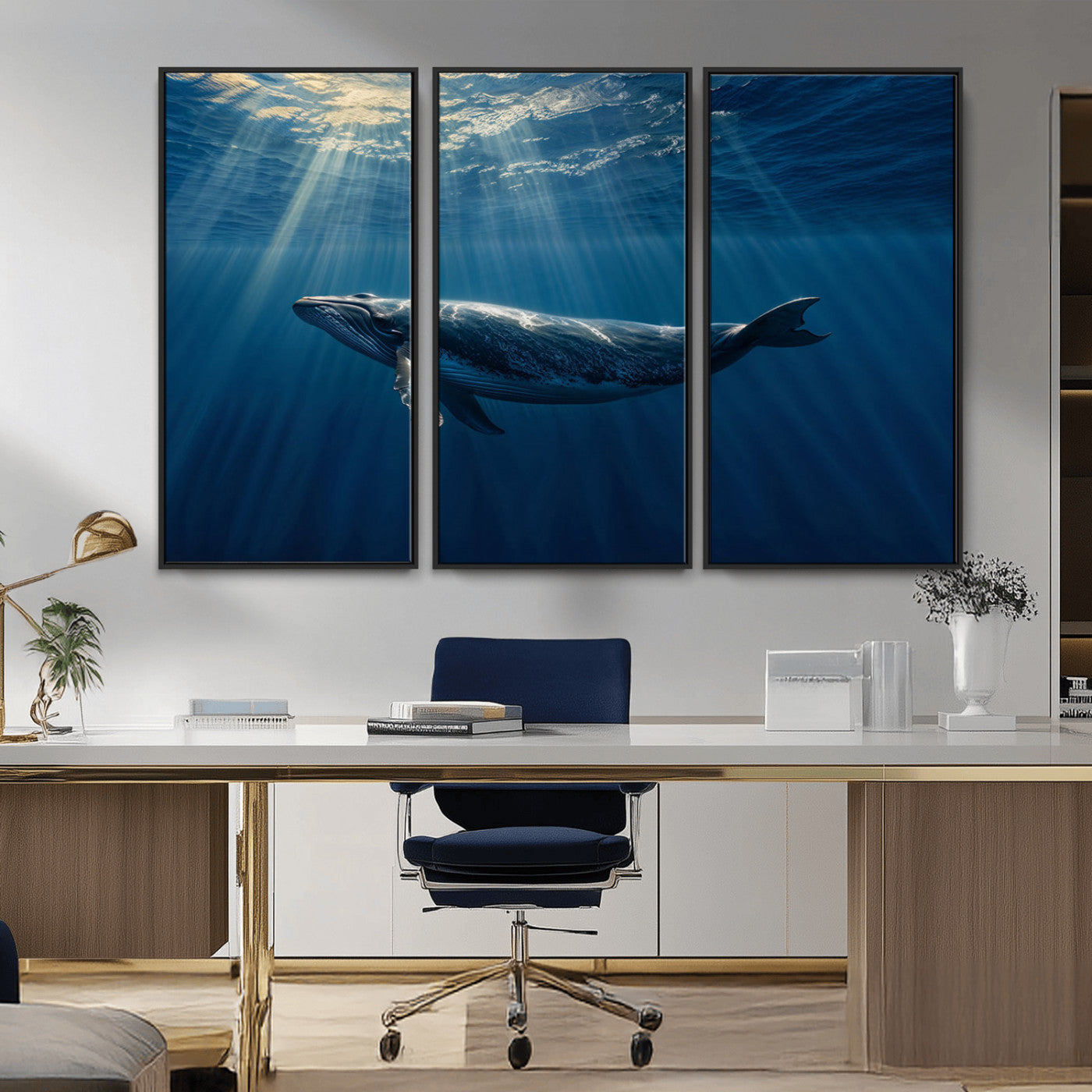 -Whale under Ocean Wall Art Canvas Print