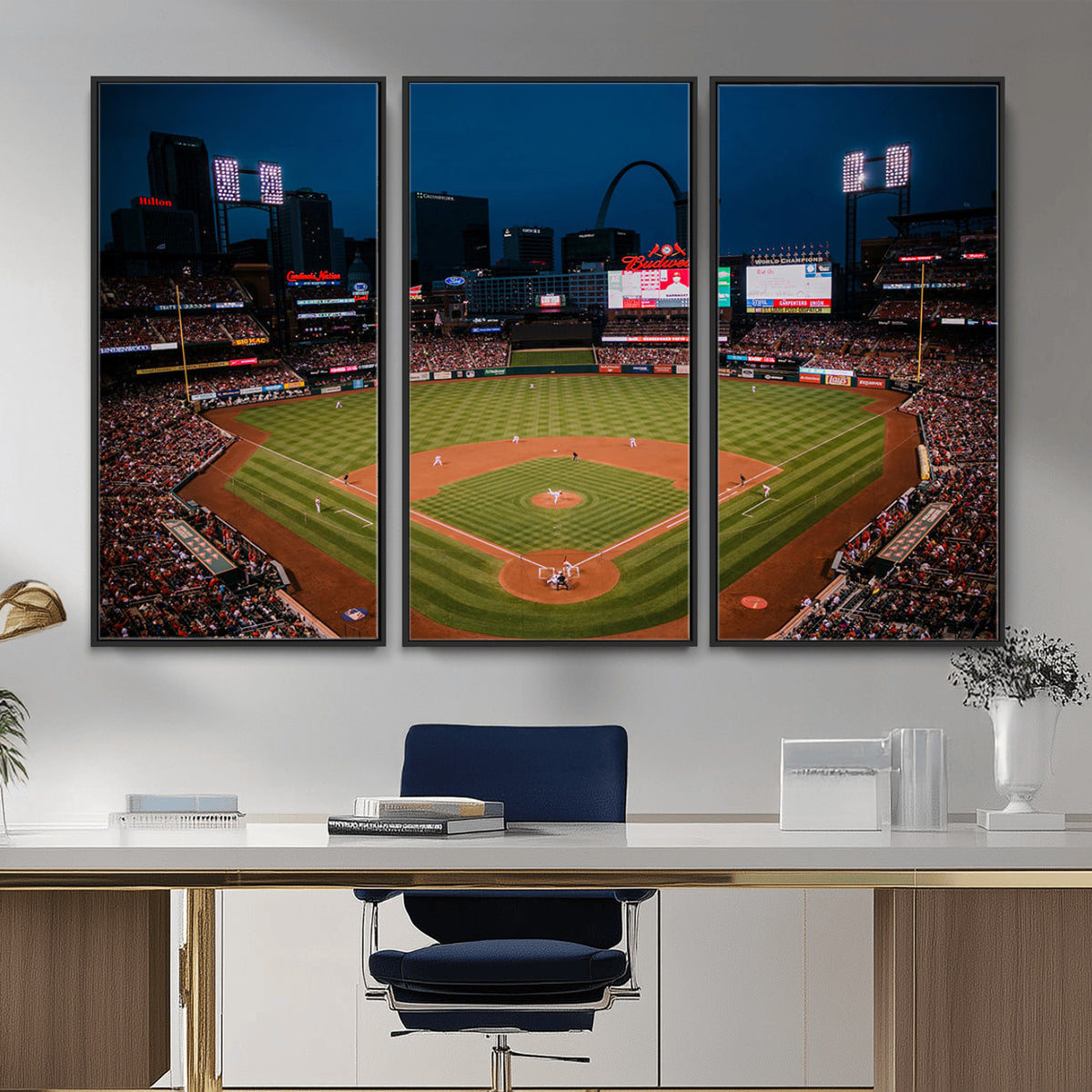 38612-MGV-CV-36X24 - St. Louis Cardinals Baseball Team Print - Busch Stadium Wall Art