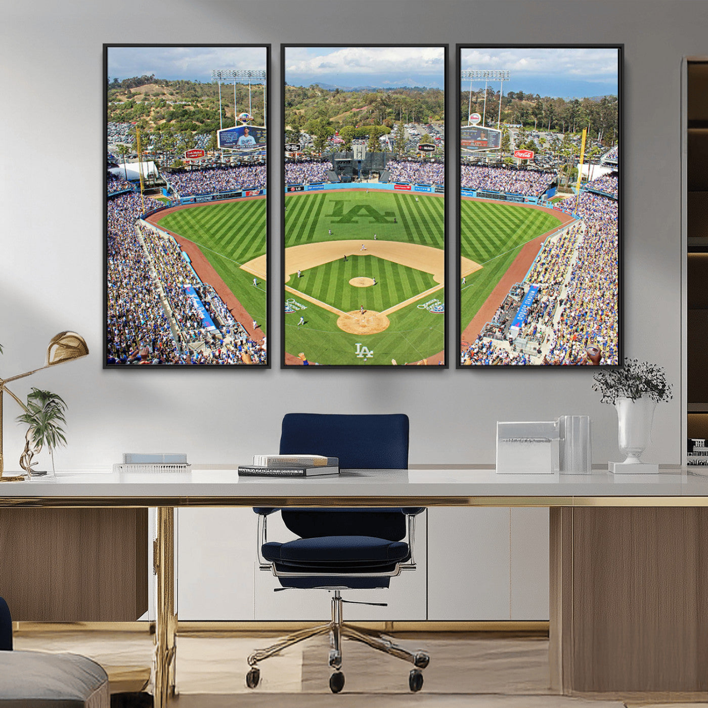 MGV-FC-48X32-3P - Citi Field Wall Art Print | 3-Panel New York Mets Baseball Stadium Canvas Print | Framed Sports Decor for Living Room, Man Cave, or Office