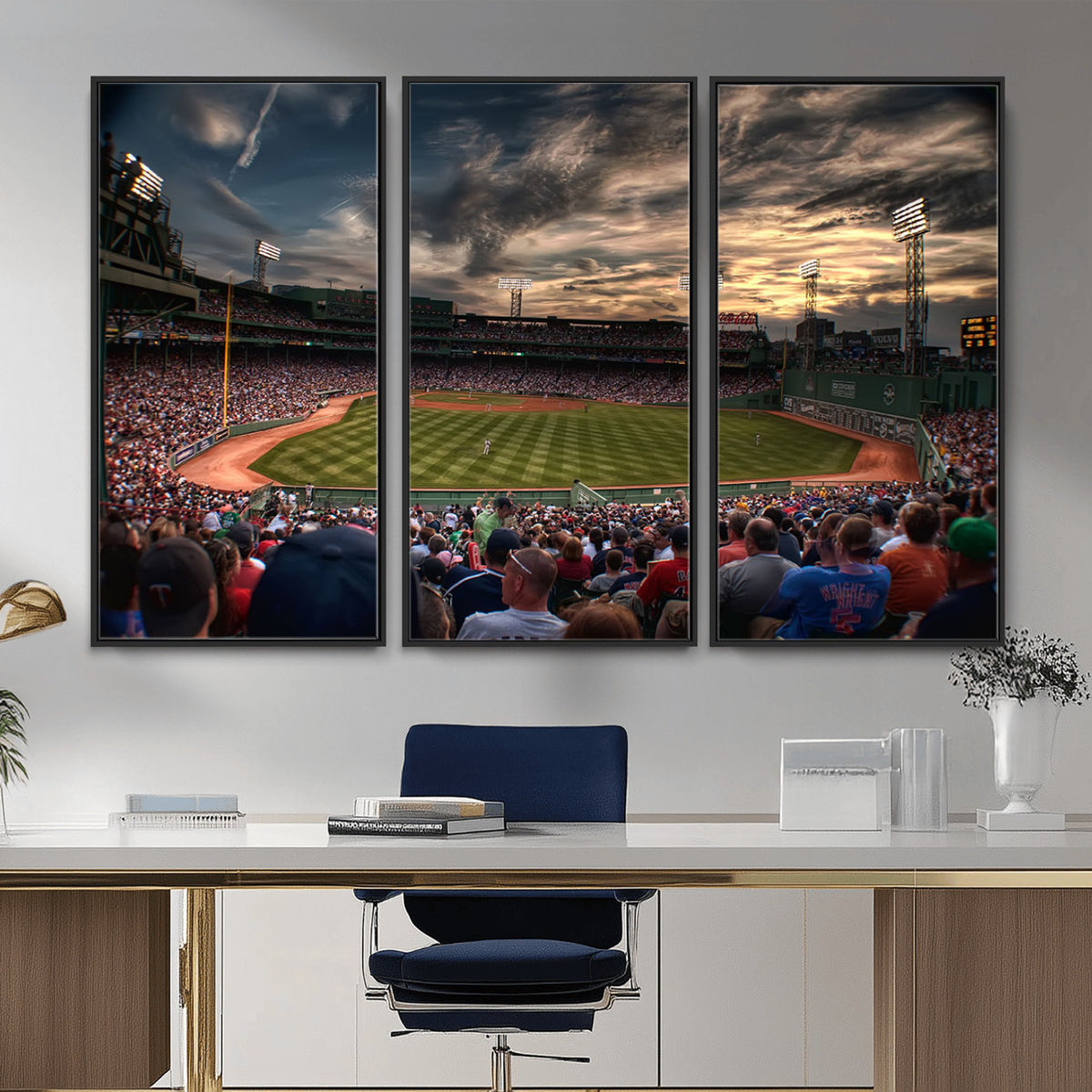 53432-MGV-CV-36X24 - Boston Red Sox Baseball Team Print, Massachusetts Fenway Park Stadium Wall Art Canvas Print