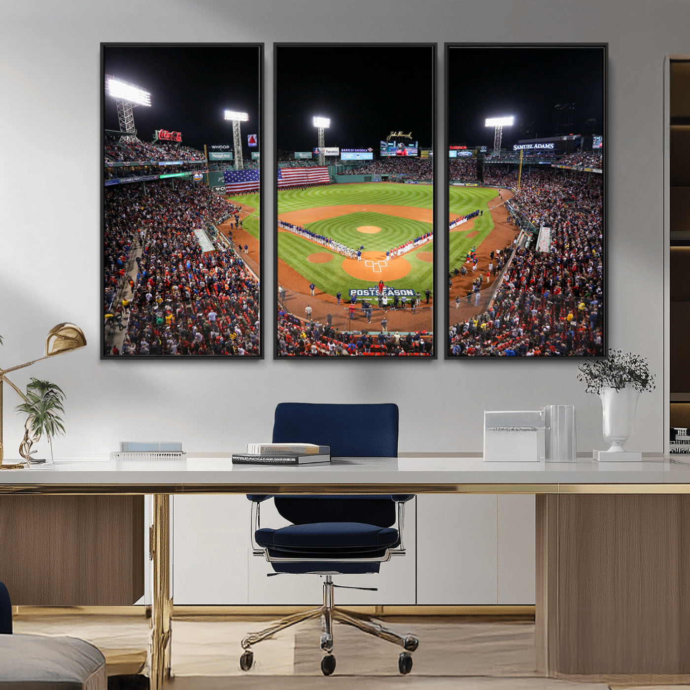 MGV-FC-48X32-3P - Fenway Park Wall Art Canvas Print | Large Baseball Stadium Canvas Print for Boston Red Sox Fans | Framed Ready-to-Hang Boston Sports Decor Artwork