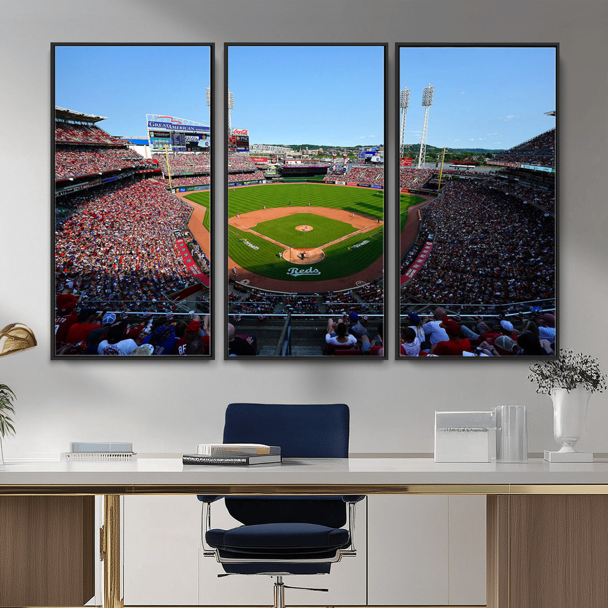 90998-MGV-CV-36X24 - Cincinnati Reds Baseball Canvas Print | Great American Ball Park Stadium Wall Art