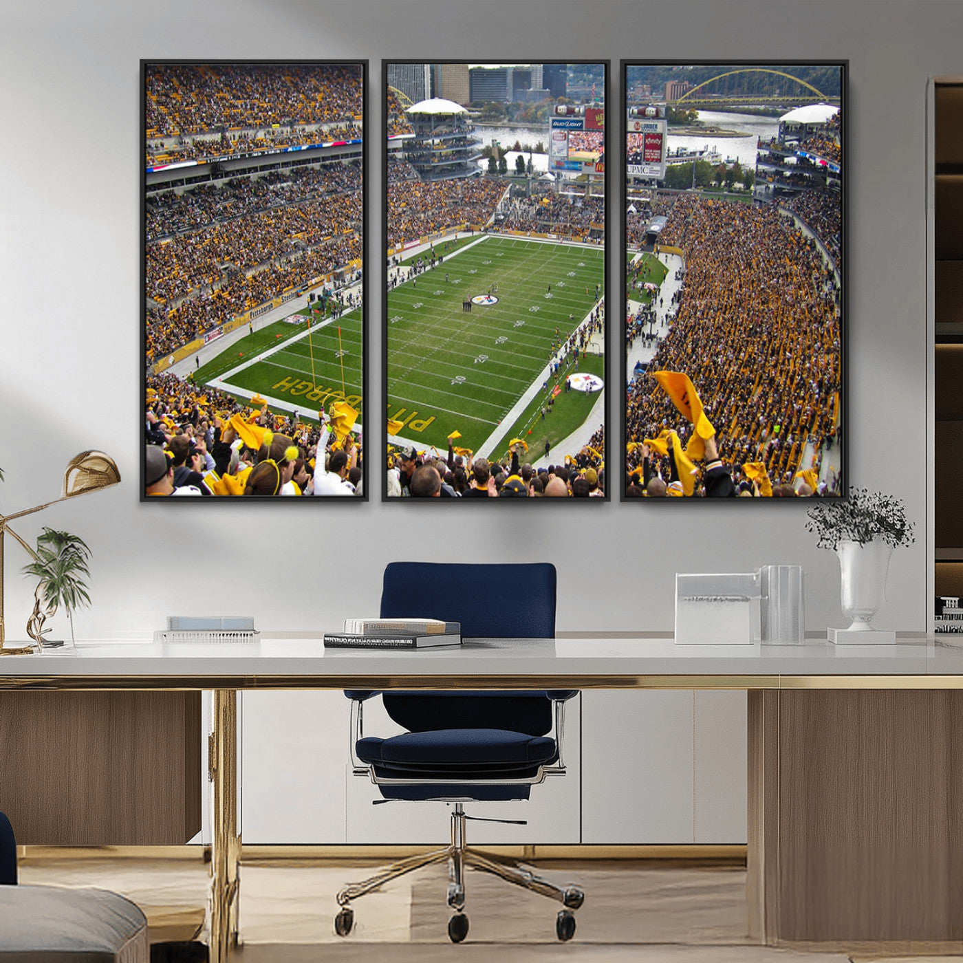 MGV-FC-48X32-3P - Pittsburgh Steelers Football Team Print - Pittsburgh Heinz Field Stadium Wall Art Canvas Print