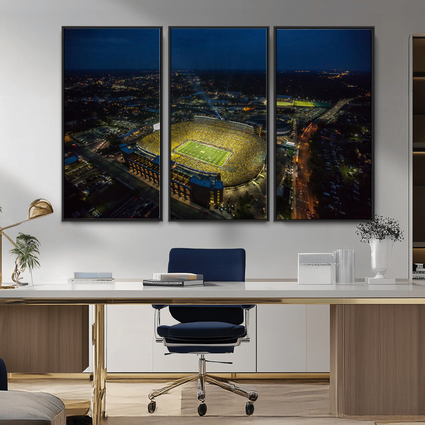 MGV-FC-48X32-3P - Michigan Wolverines Football Team Print - Michigan Stadium Wall Art Canvas Print