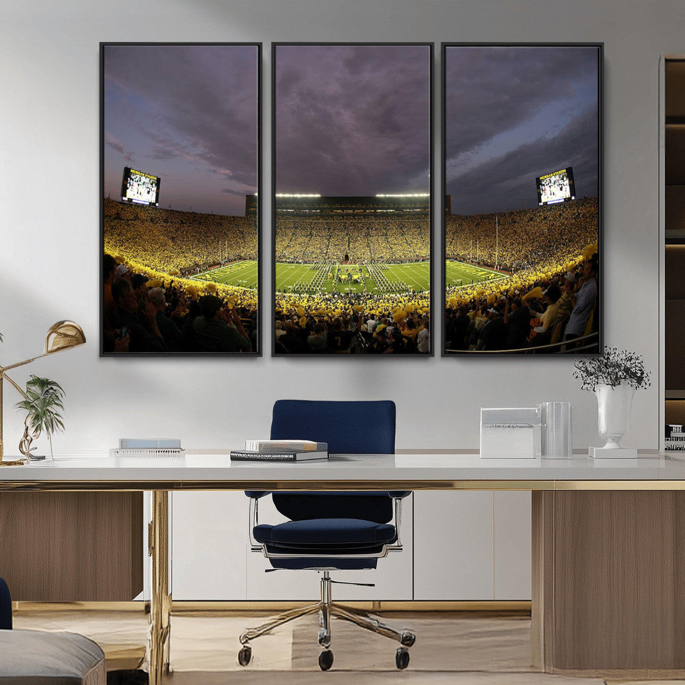 MGV-FC-48X32-3P - Michigan Wolverines Football Team Print - Michigan Stadium Wall Art Canvas Print