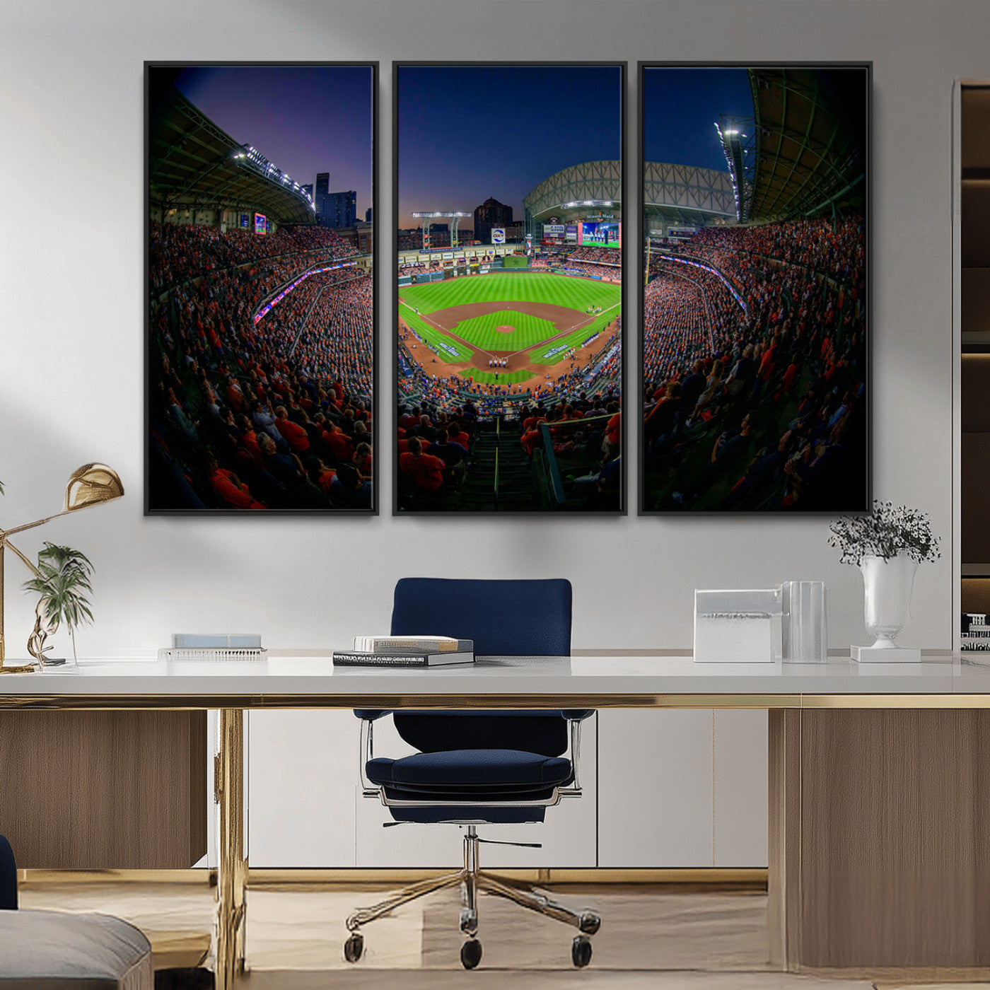 MGV-FC-48X32-3P - Houston Astros Baseball Team Print - Houston Minute Maid Park Stadium Wall Art Canvas Print