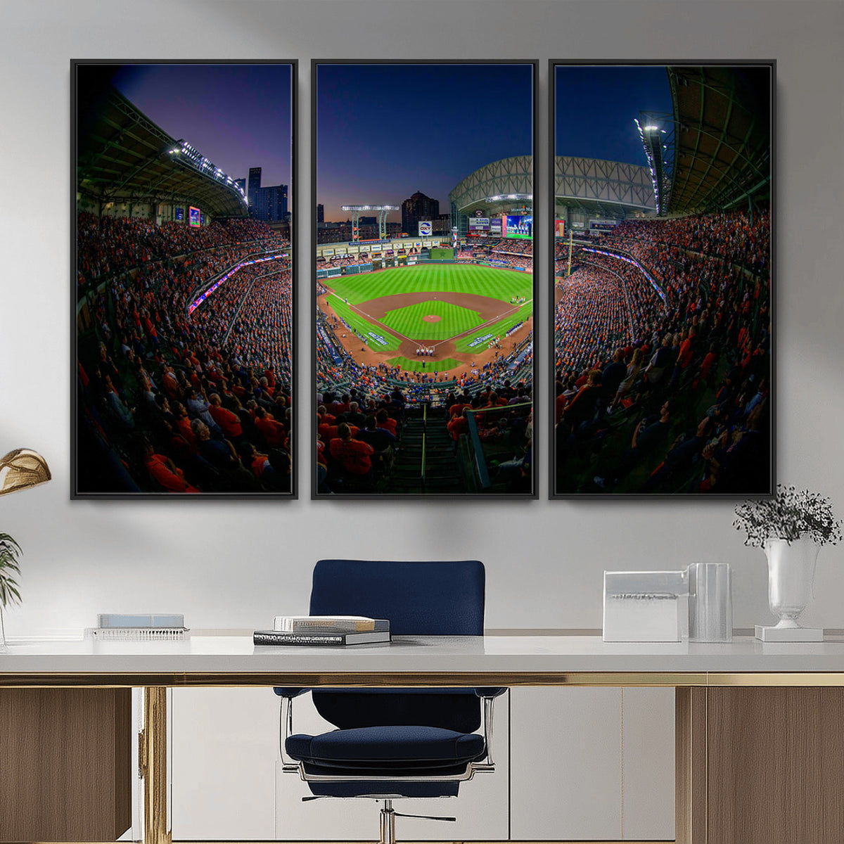 44322-MGV-CV-36X24 - Houston Astros Baseball Print Canvas, Houston Minute Maid Park Stadium Wall Art