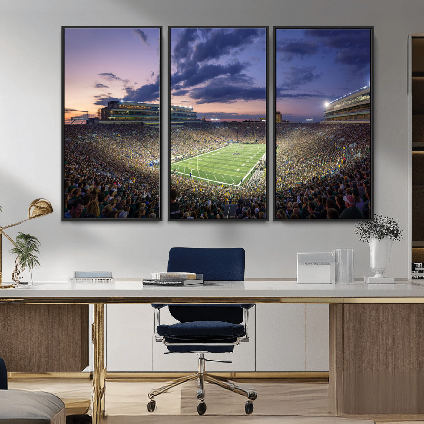 MGV-FC-48X32-3P - Notre Dame Fighting Irish Football Team Print - Notre Dame Stadium Wall Art Canvas Print