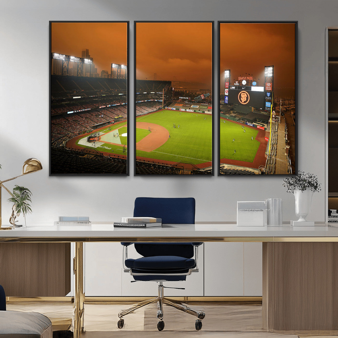 MGV-FC-48X32-3P - San Francisco Giants Baseball Team Print - Oracle Park Stadium Wall Art Canvas Print