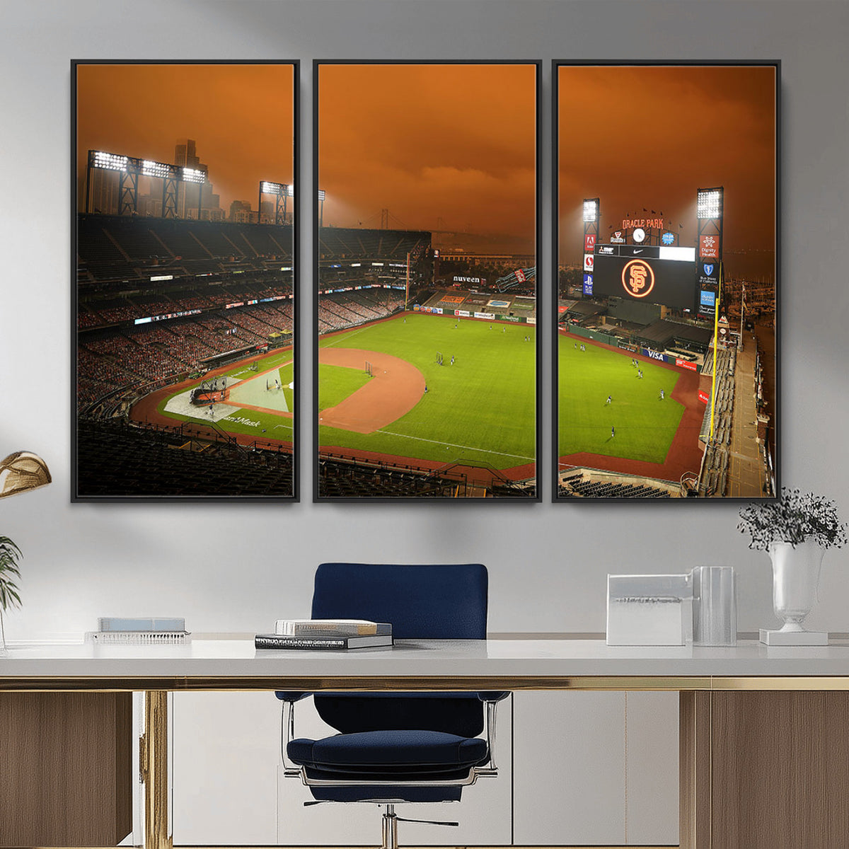 31315-MGV-CV-36X24 - San Francisco Giants Baseball Team Print, Oracle Park Stadium Wall Art Canvas Print