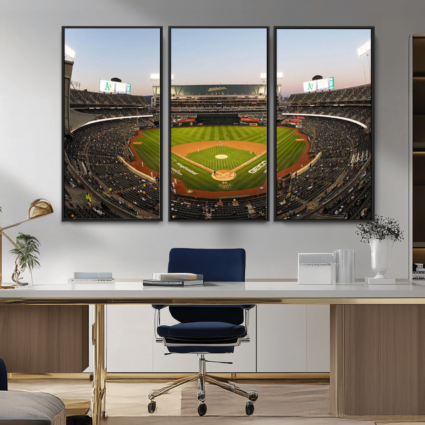 -Oakland Athletics Baseball Team Print - RingCentral Coliseum Stadium Wall Art Canvas Print