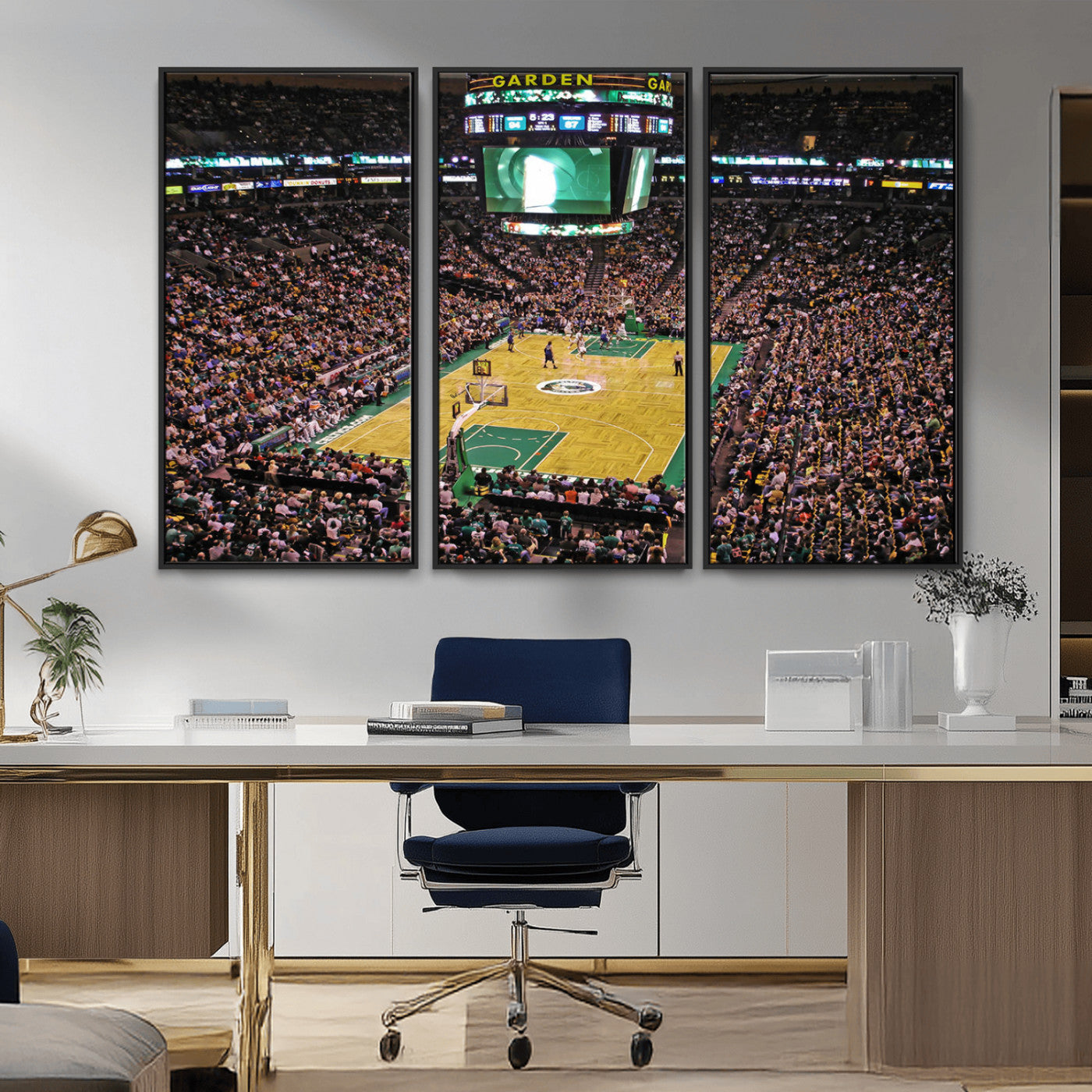 -TD Garden Basketball Canvas Wall Art - Boston Celtics Live Action - Framed - Ready to Hang