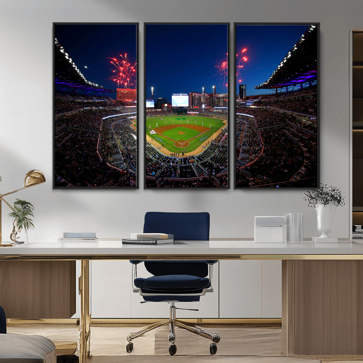 MGV-FC-48X32-3P - Truist Park Atlanta Braves Baseball Stadium Wall Art Print | Large 3-Panel Canvas Print for Sports